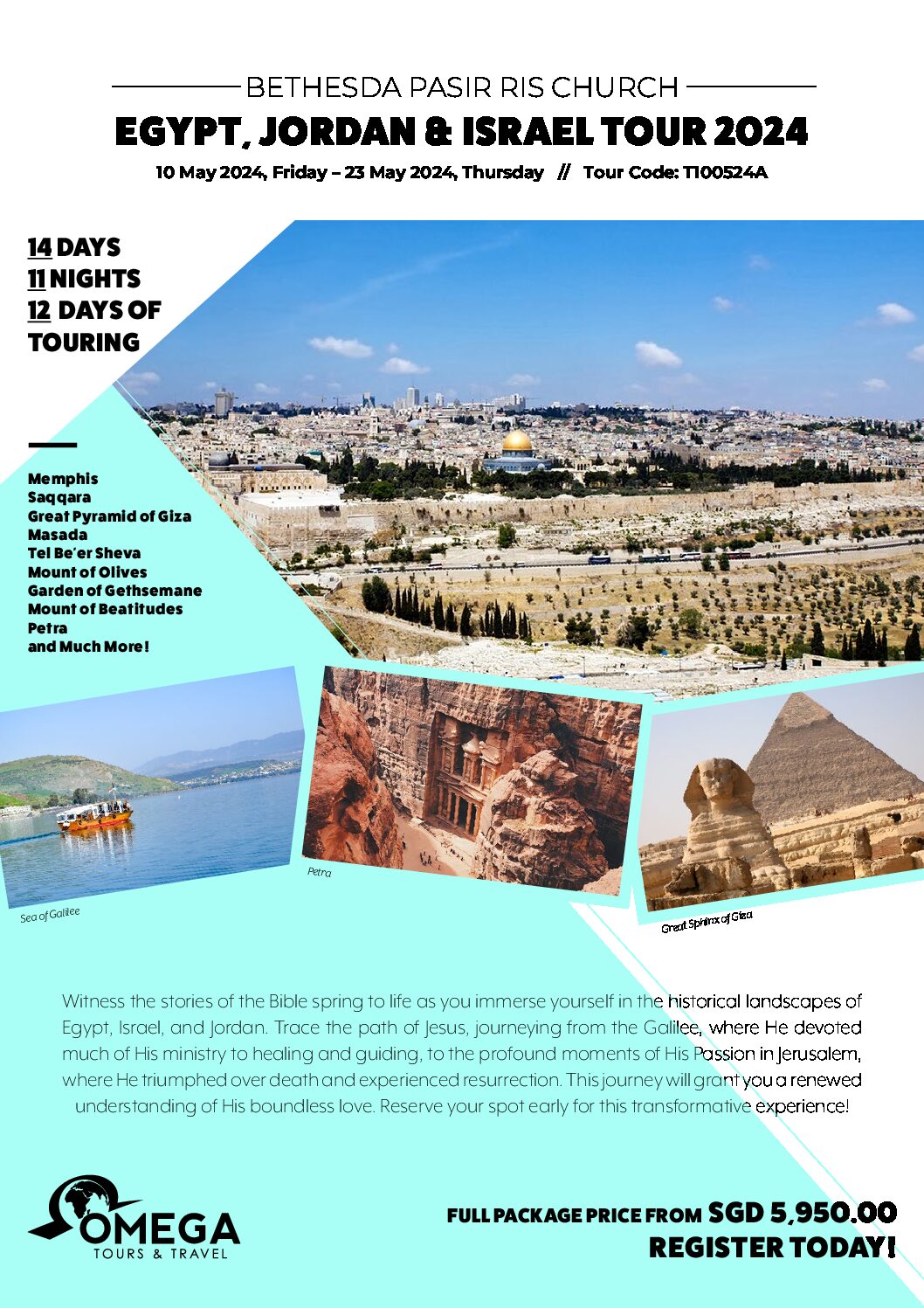 T100524A Bethesda Pasir Ris Egypt Israel Jordan 2024 Tour Brochure